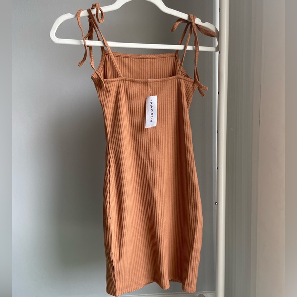 PacSun LA Heart Tan Rib Knit Tie Straps Bodycon Mini Dress - Picture 5 of 9